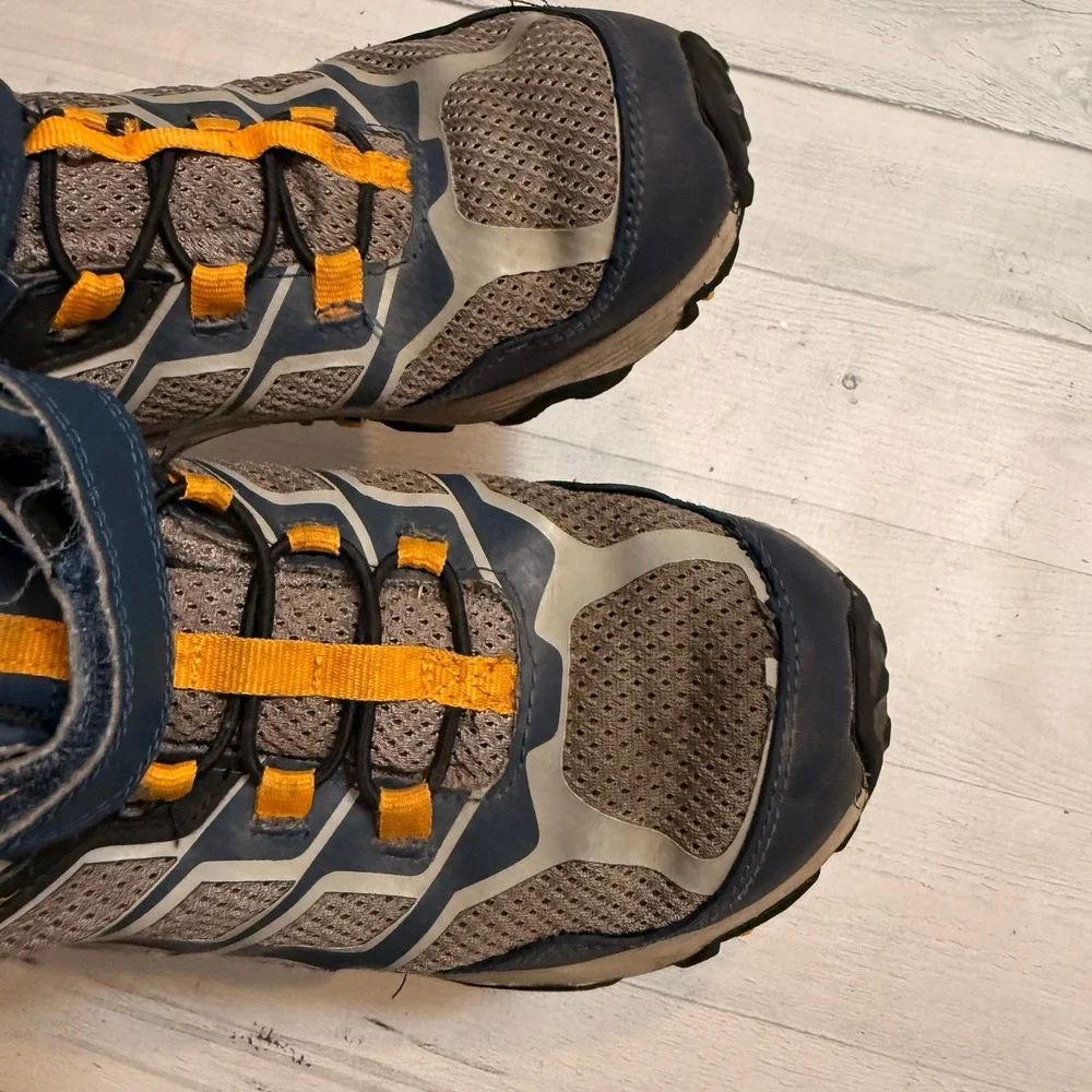 Merrell kids‎ hiking shoes boots grey blue orange big kids size 4